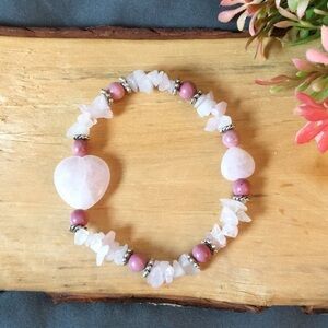 💖Rose quartz and rhodonite bracelet heart